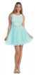 Floral Bust Babydoll Short Tulle Homecoming Party Dress in Aqua